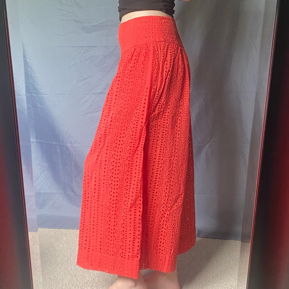 Anthropology Size 4 Y2K Beautiful Rare Red Orange Eyelet Flowey Bohemian Pants